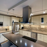 two level kitchen island with seating